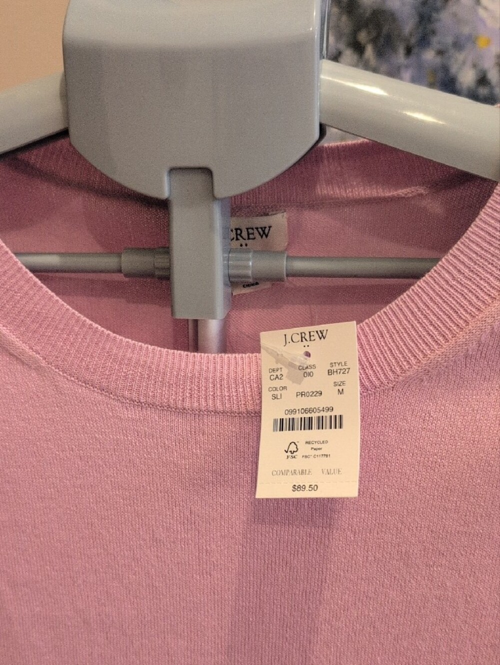 J. Crew Light Pink Eyelet Puff Sleeve Knit Tee - Picture 3 of 4